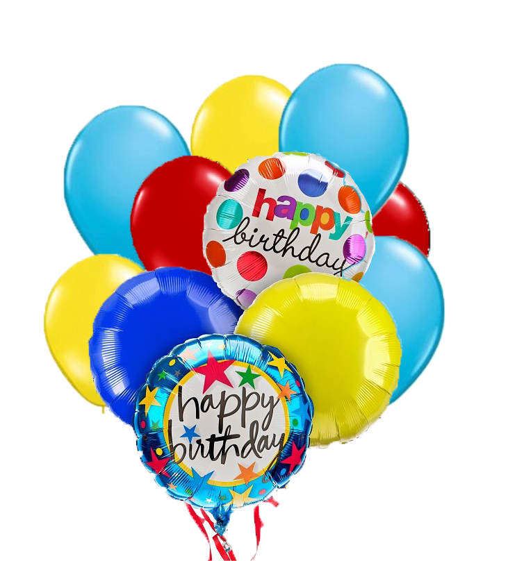 Deluxe Balloon Bouquet - Happy Birthday Balloons And Teddy Bears Clipart (918x962), Png Download