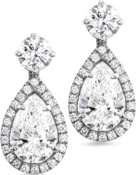 Pear Shape And Round Diamond Drop Earrings - Sample Earrings Clipart (600x557), Png Download