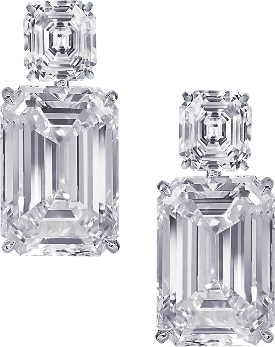 Emerald-cut Diamond Earrings - Glass Bottle Clipart (1924x1924), Png Download