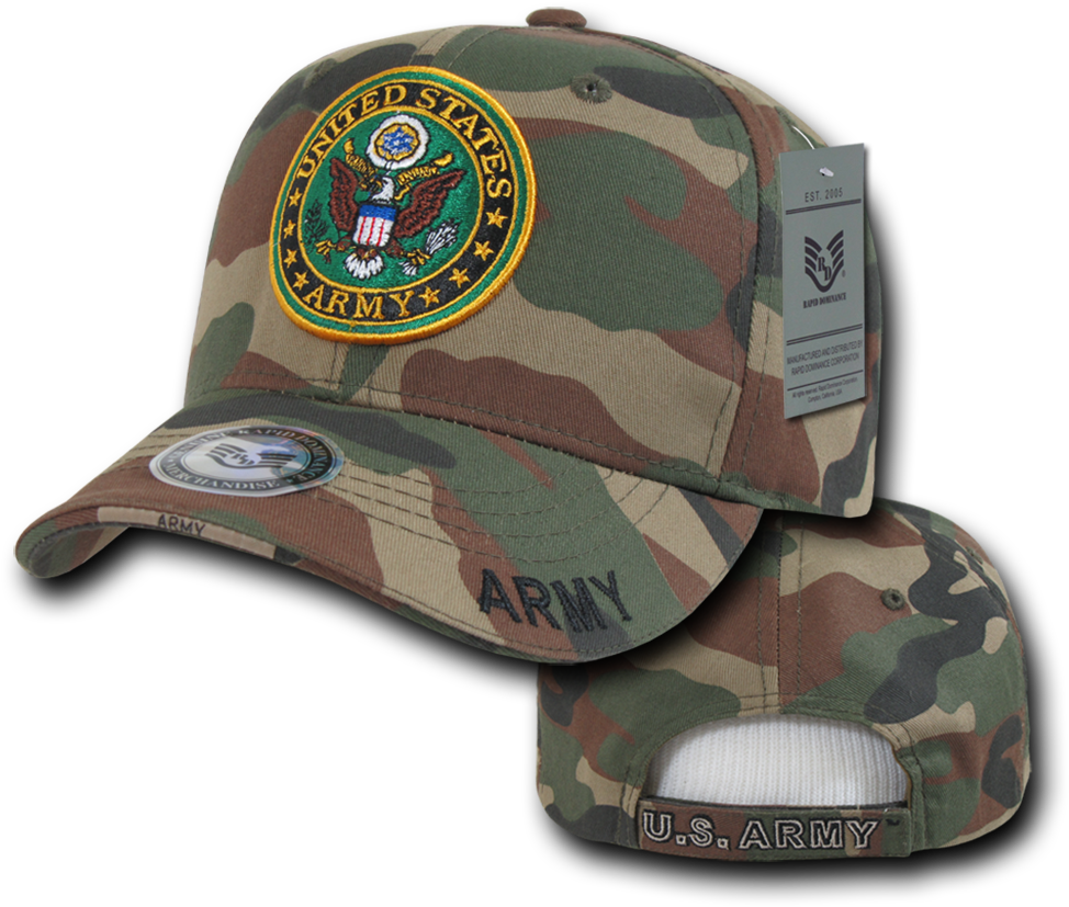 Rapid Dominance Us Army Logo Text 3d Woodland Camo - Baseball Cap Clipart (1000x1000), Png Download