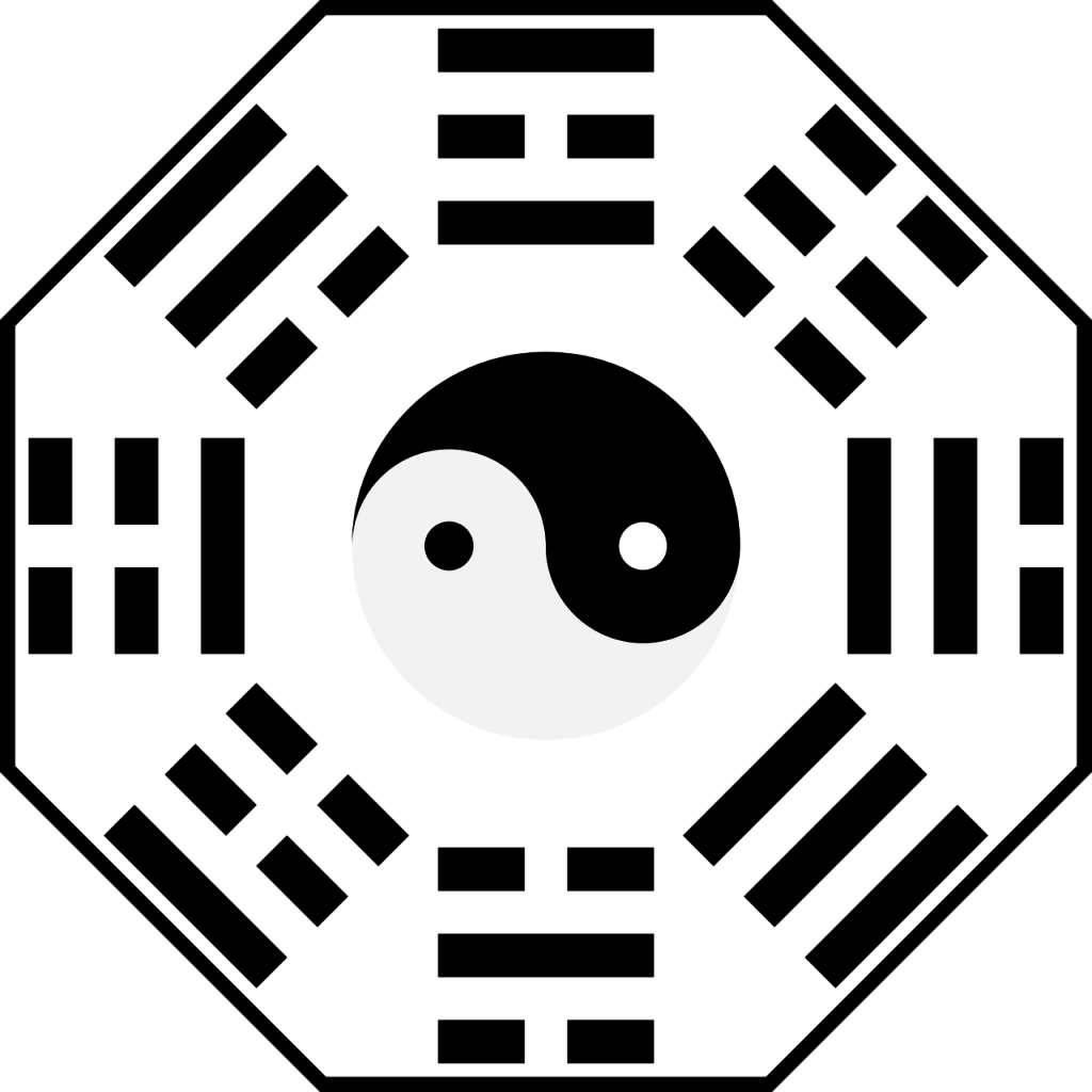 A Bagua Is A Mirror Encased In An Octagonal Wooden Clipart (750x750), Png Download