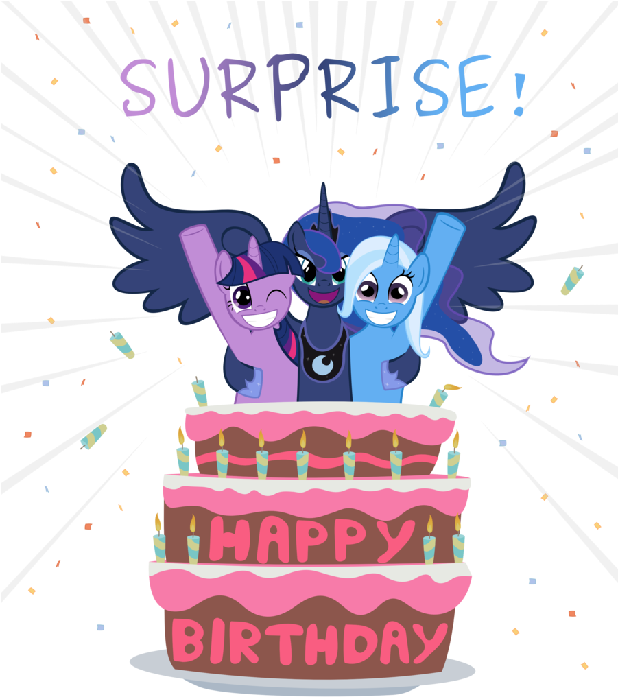 Surprise Birthday Rainbow Dash Pinkie Pie Rarity Fluttershy Clipart (900x1029), Png Download