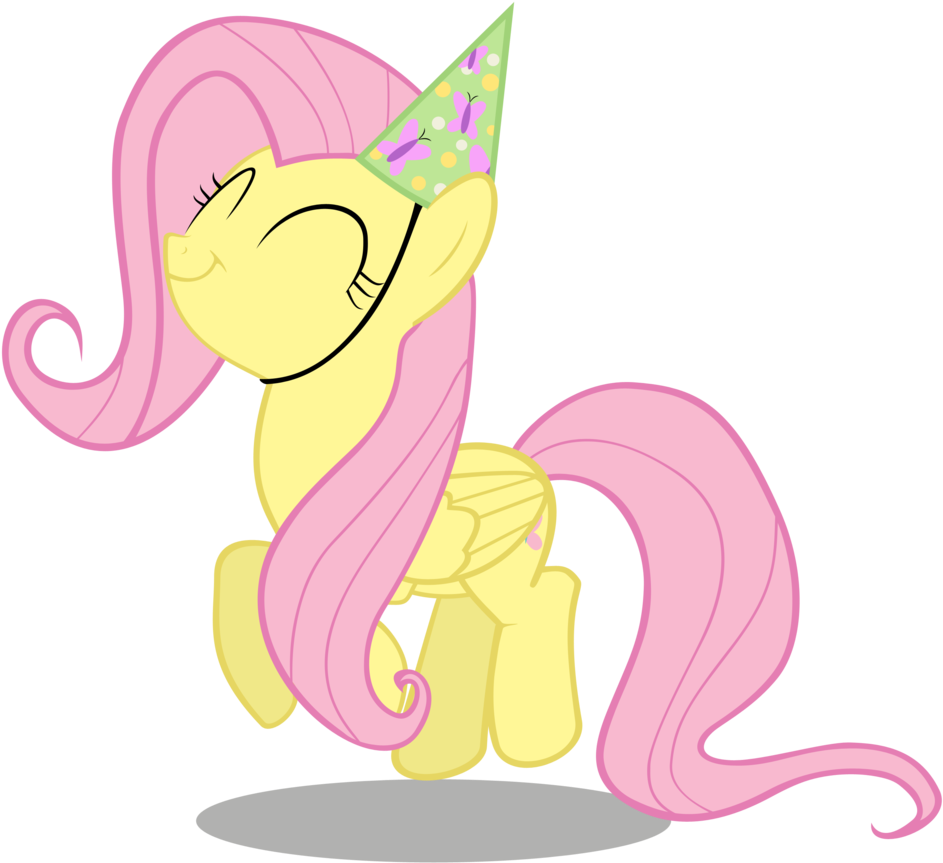 Coldbologna, Fluttershy, Happy, Hat, Party Hat, Safe, Clipart (943x863), Png Download