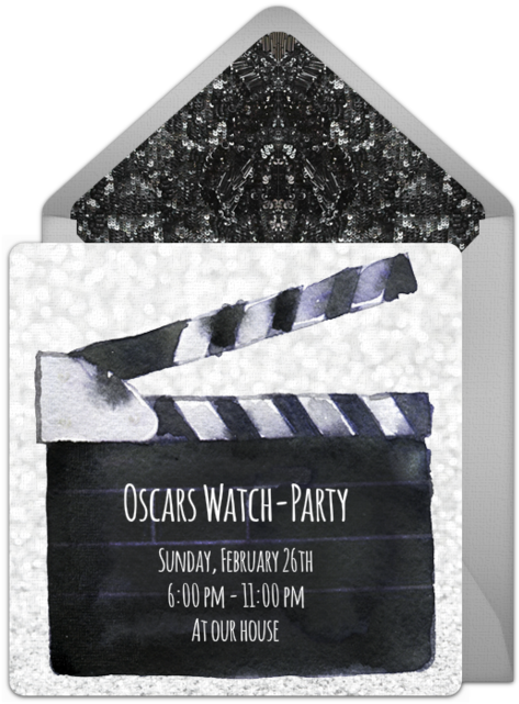 Lights Camera Action Online Invitation - Clapperboard Watercolor Clipart (650x650), Png Download