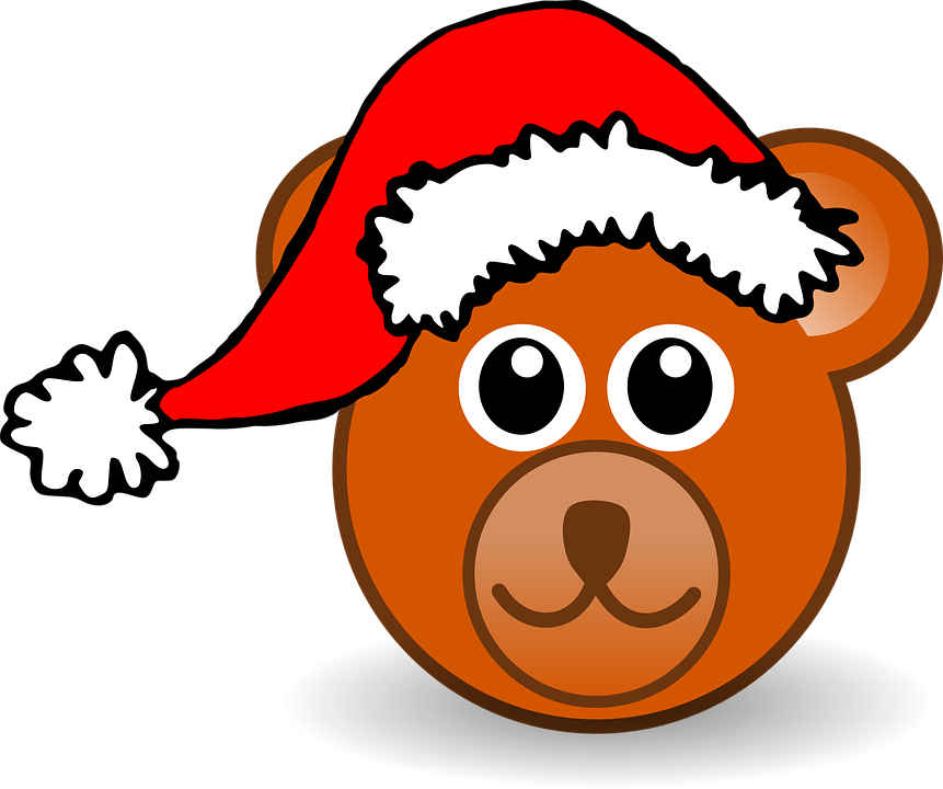 Free Funny Teddy Bear Face Brown With Santa Claus Hat - Santa Bear Clipart - Png Download (800x668), Png Download