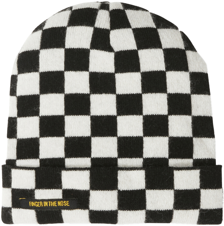Finger In The Nose Nagano Unisex Beanie Checkers - Black And White Plate Chargers Clipart (713x720), Png Download