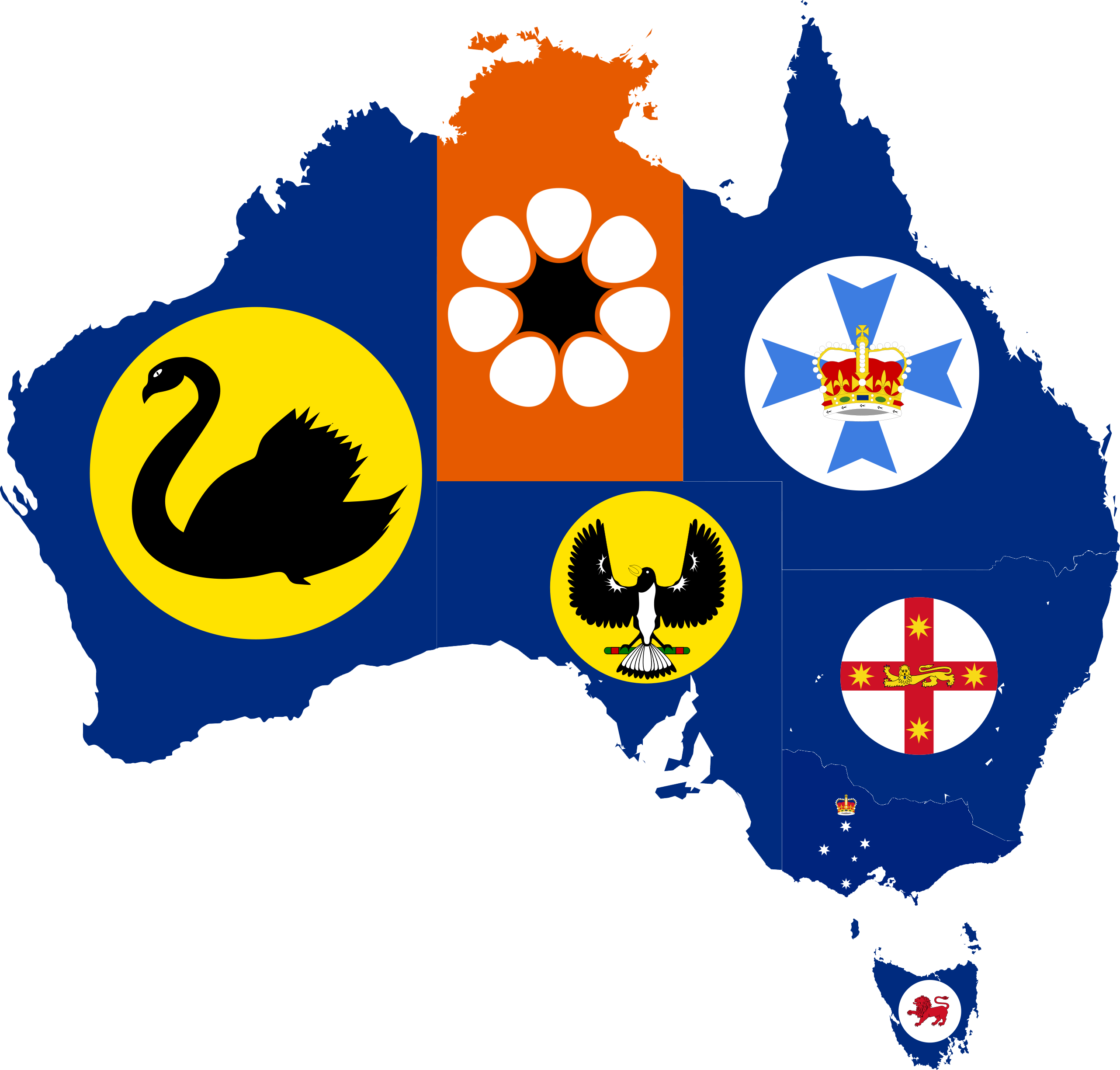 Flag-map Of States And Territories Of Australia - Australian State And Territory Flags Clipart (2563x2448), Png Download