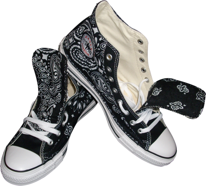 Black Bandana Chucks - Walking Shoe Clipart (664x600), Png Download