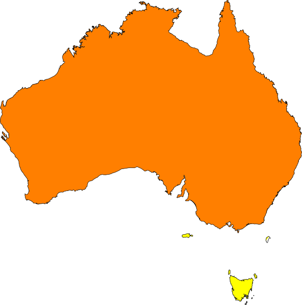 Australia Map Orange Clip Art At Clipartimage - Australia Map Vector Png Transparent Png (594x599), Png Download