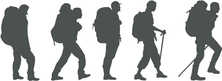 Tourist Png - Human Silhouette Tourists Png Clipart (941x350), Png Download