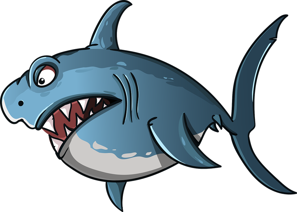 Shark Cartoon Fish Predator Sea Stylized Teeth - Ikan Kartun Clipart (960x686), Png Download