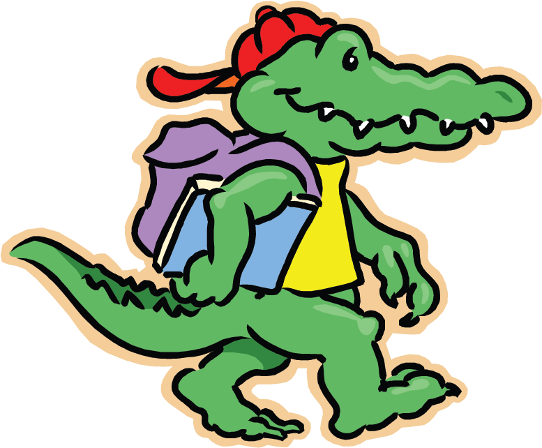 Crocodile Going To School Clipart , Png Download - Alligator Going To School Transparent Png (777x642), Png Download