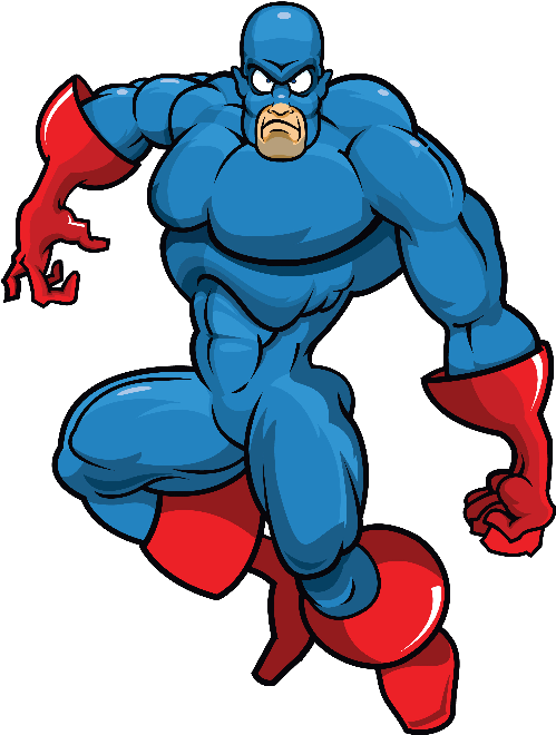 Blue Villain Mascot Clipart (499x660), Png Download