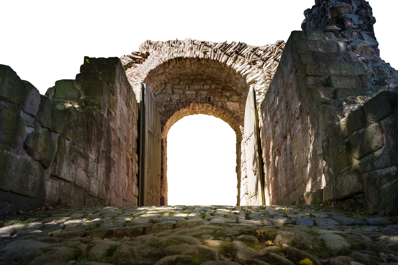 Castle, Wall, Goal, Arched Doorway, Wood Doors Clipart (1280x853), Png Download