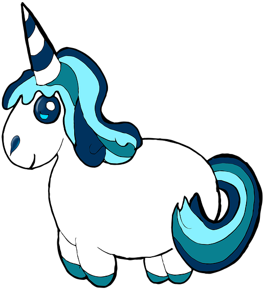 Unicorn Clipart Blue Pony Cute Fluffy Animal Pet - Png Download (608x720), Png Download