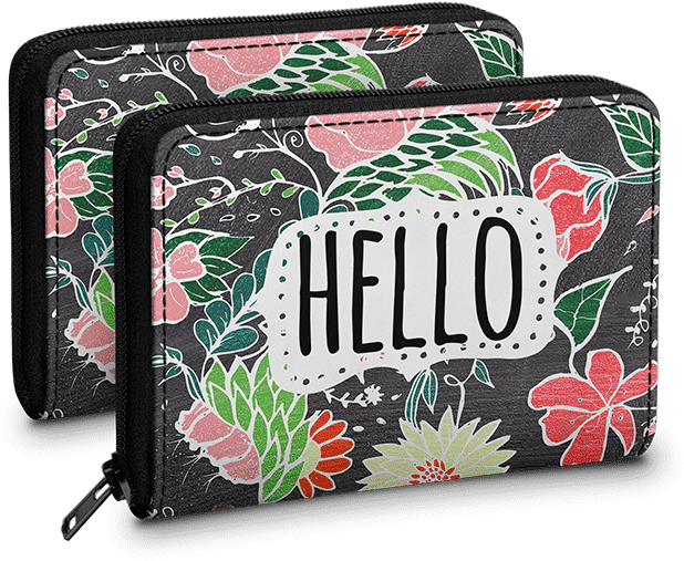 Dailyobjects Pastel Preppy Flowers Hello Typography - Wallet Clipart (618x507), Png Download