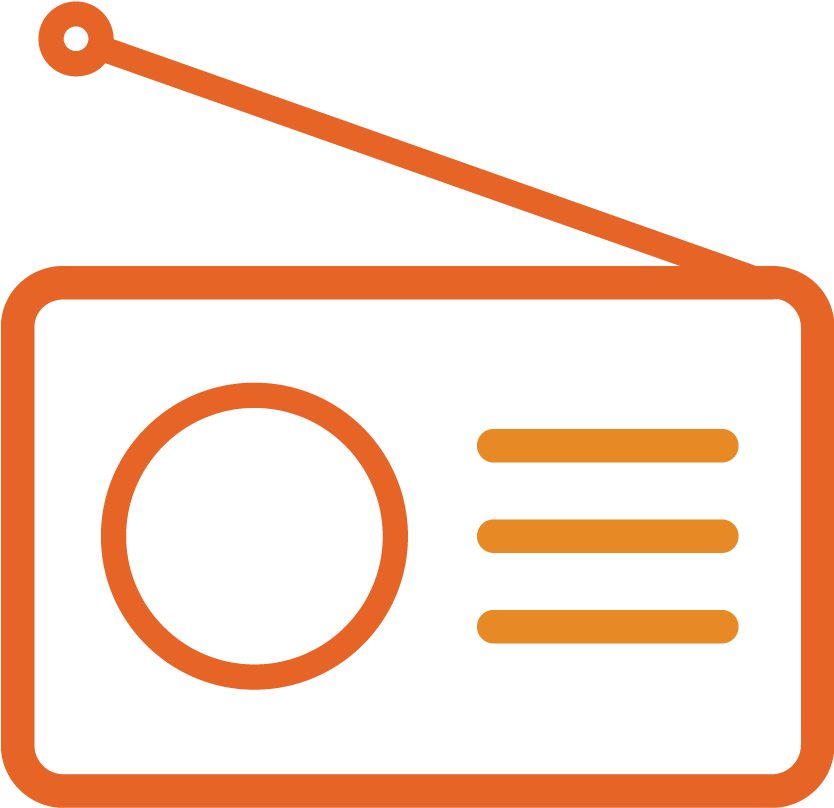 28-radio - Orange Radio Icon Png Clipart (833x833), Png Download