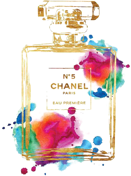 Drawn Bottle Chanel - Watercolor Chanel Perfume Painting Clipart (564x705), Png Download