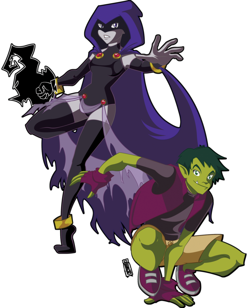 Raven And Beast Boy By ~superootoro Clipart (801x998), Png Download