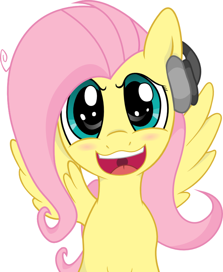 Fluttershy Rainbow Dash Rarity Twilight Sparkle Pinkie - Fluttershy With Headphones Clipart (718x878), Png Download