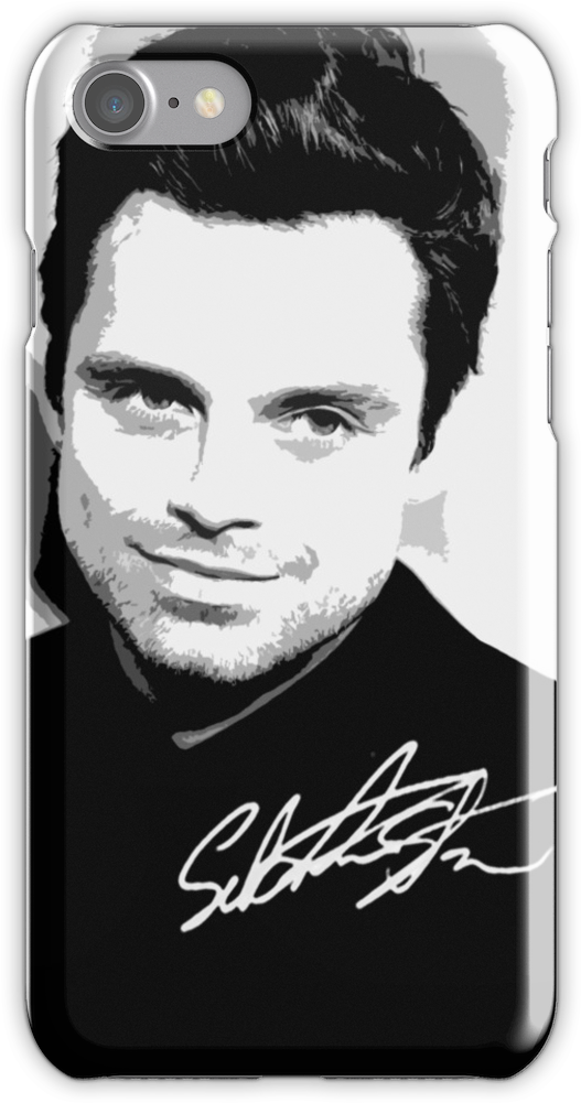Sebastian Stan B&w Cutouts W/signature Iphone 7 Snap Clipart (750x1000), Png Download
