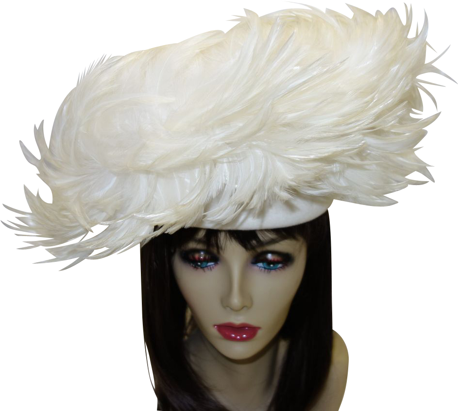 This Is An Absolutely Incredible White Feather Hat - Costume Hat Clipart (942x942), Png Download