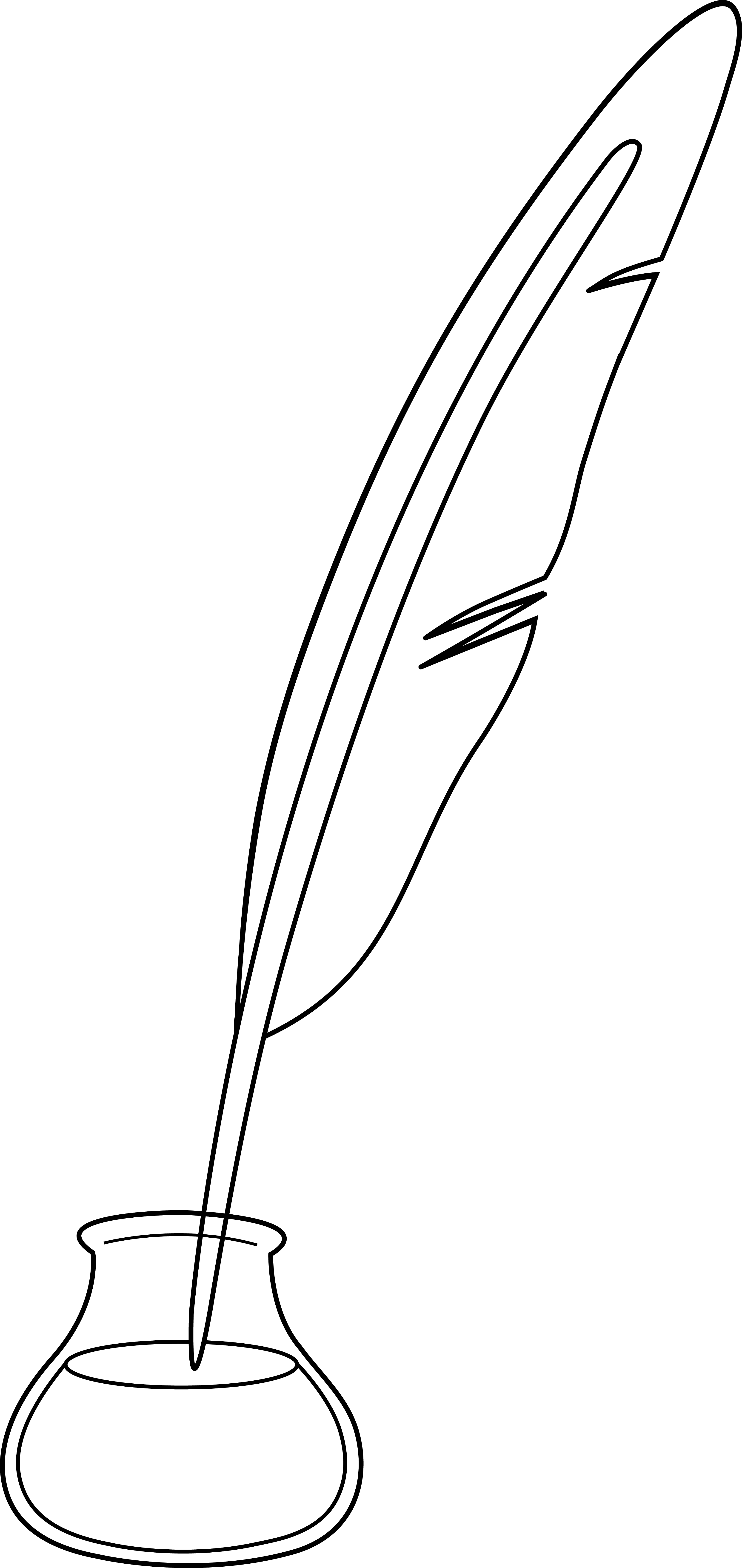 Ink Clipart Old Pen - White Feather Pen Clipart - Png Download (3228x6820), Png Download