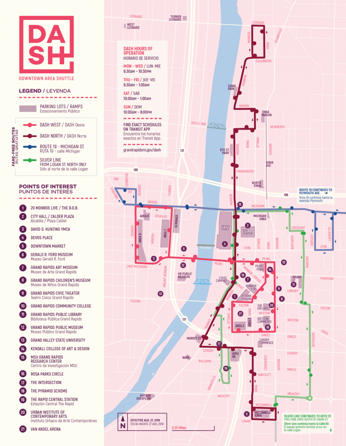 Dash Map 2018 - Dash Grand Rapids Map Clipart (1100x1417), Png Download