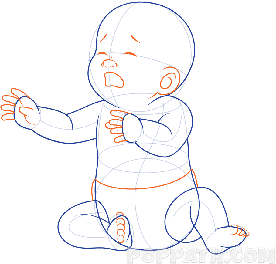 How To Draw A Baby Crying Pop Path Within Baby Drawing - Drawing Of A Baby Crying Clipart (1000x1000), Png Download