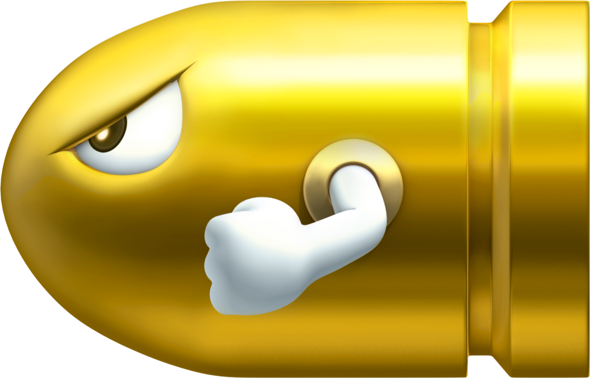 Mario Gold Bullet Bill Clipart (1200x769), Png Download