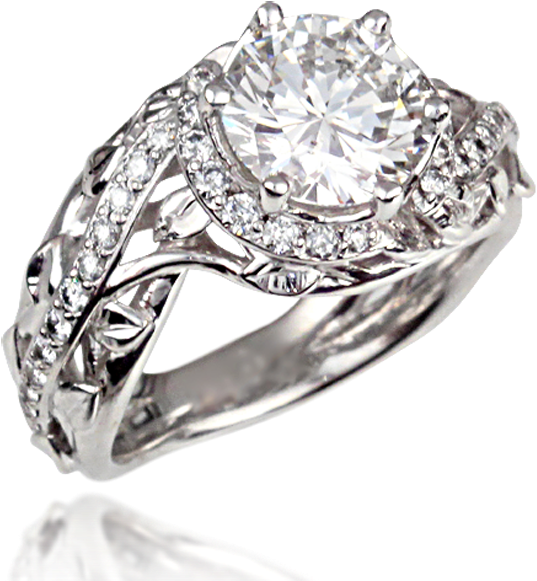 Goddess Diamond Wreath Engagement Ring In White Gold - Pre-engagement Ring Clipart (600x600), Png Download