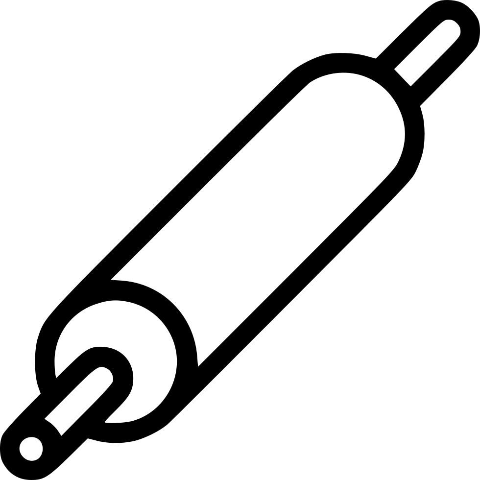 Clipart Kitchen Rolling Pin - Rolling Pin Black And White - Png Download (980x980), Png Download