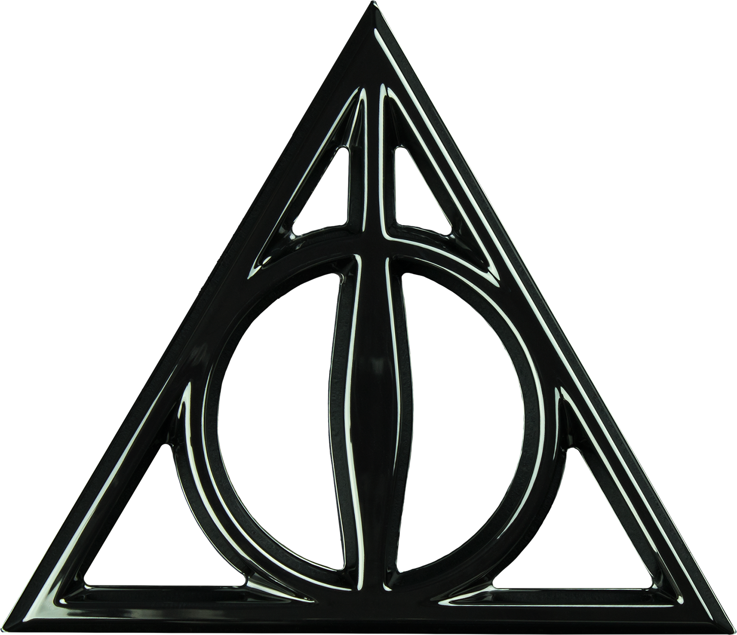 Deathly Hallows 3d Black Chrome Premium Emblem - Deathly Hallows Symbol Png Clipart (1500x1293), Png Download