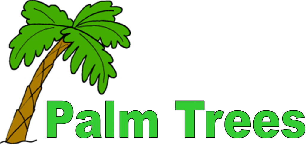 Palm Tree Logos - Small Cartoon Palm Tree Clipart (1024x485), Png Download
