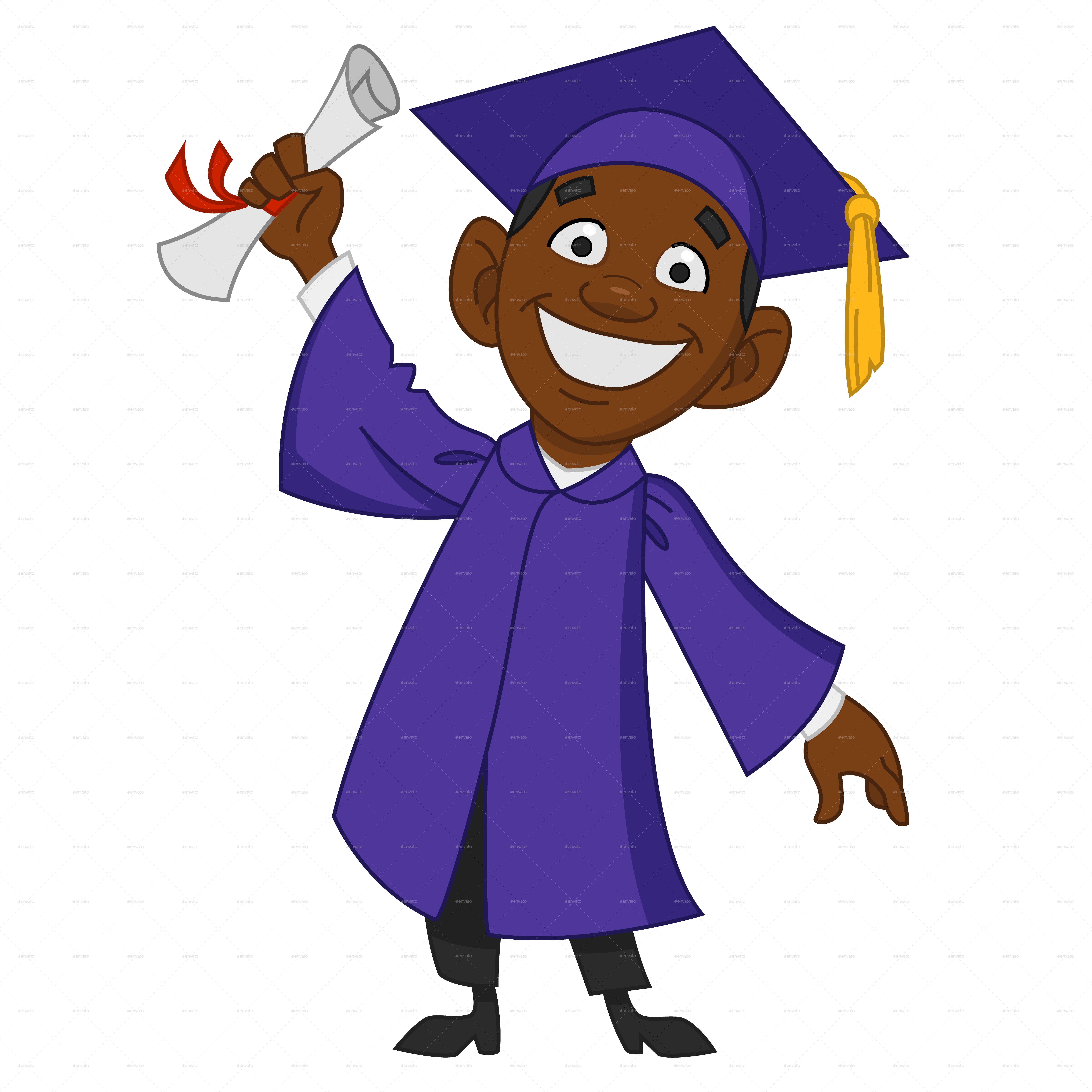 Happy Graduate By Gatts Graphicriver People Characters - Graduation On Cartoon Png Clipart (6000x6000), Png Download
