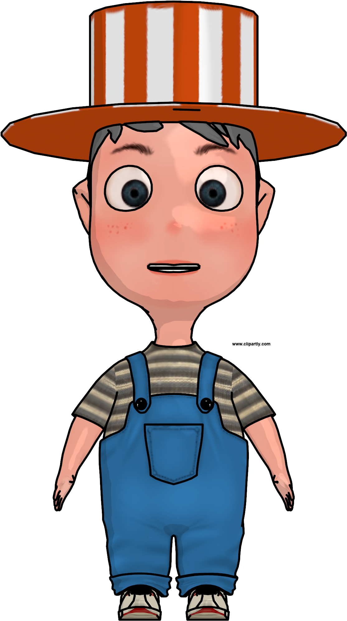 Cartoon Boy With Hat Front View Clipart Png - Cartoon Transparent Png (1161x2043), Png Download
