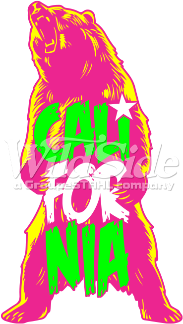 California Bear Standing Neon - California Bear Image Standing Clipart (675x675), Png Download