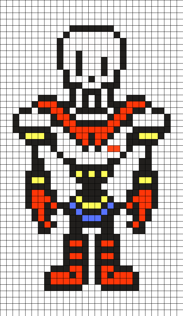 Papyrus Undertale Perler Bead Pattern - Pixel Art Papyrus Grid Clipart (609x1050), Png Download