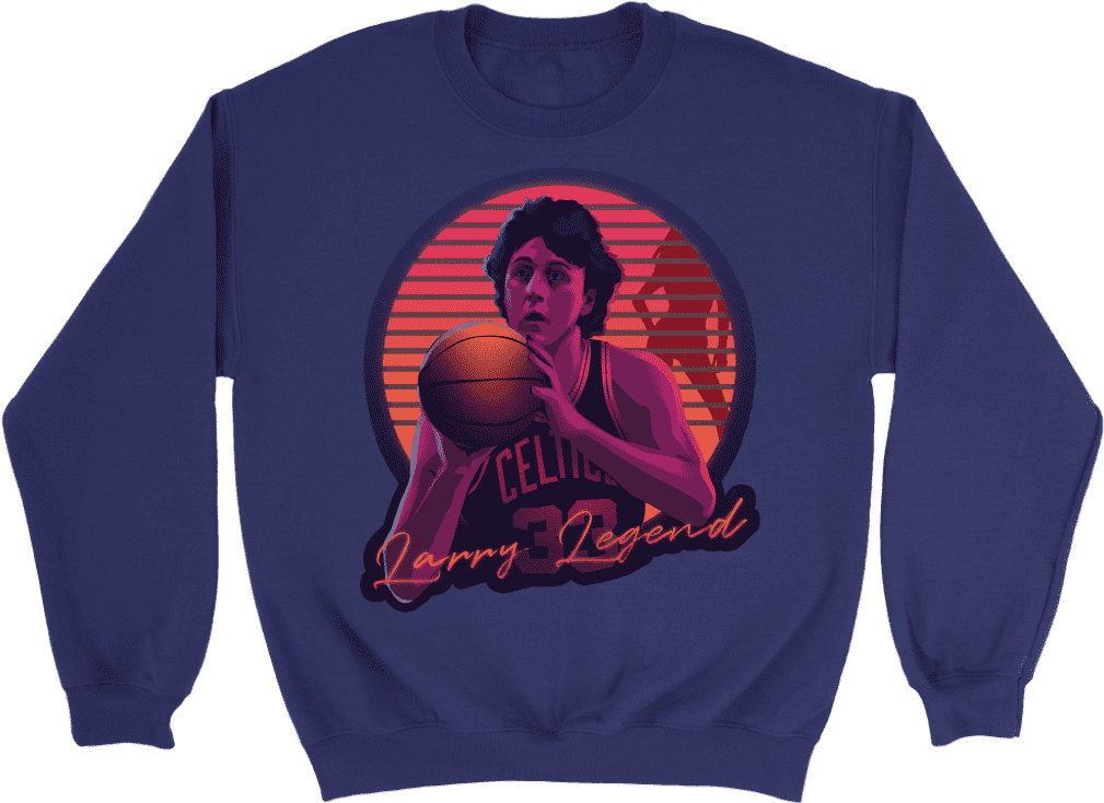 Crewneck Sweatshirt / Purple / S Retro Larry Bird Sweatshirt - Sweater Clipart (1009x734), Png Download