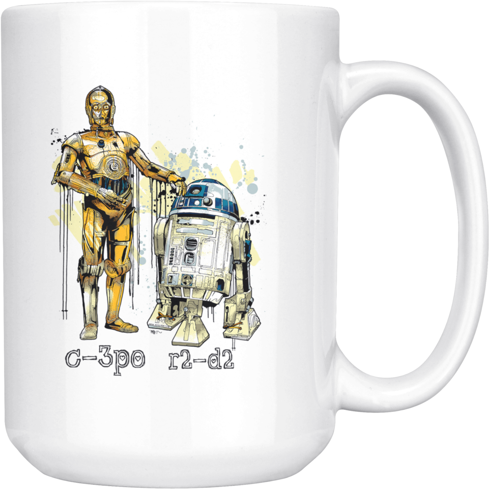 C3po And R2d2 Watercolor Mug Star Wars Clipart (995x995), Png Download