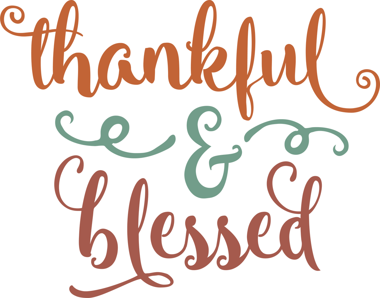 Thankful & Blessed - Calligraphy Clipart (1280x1003), Png Download
