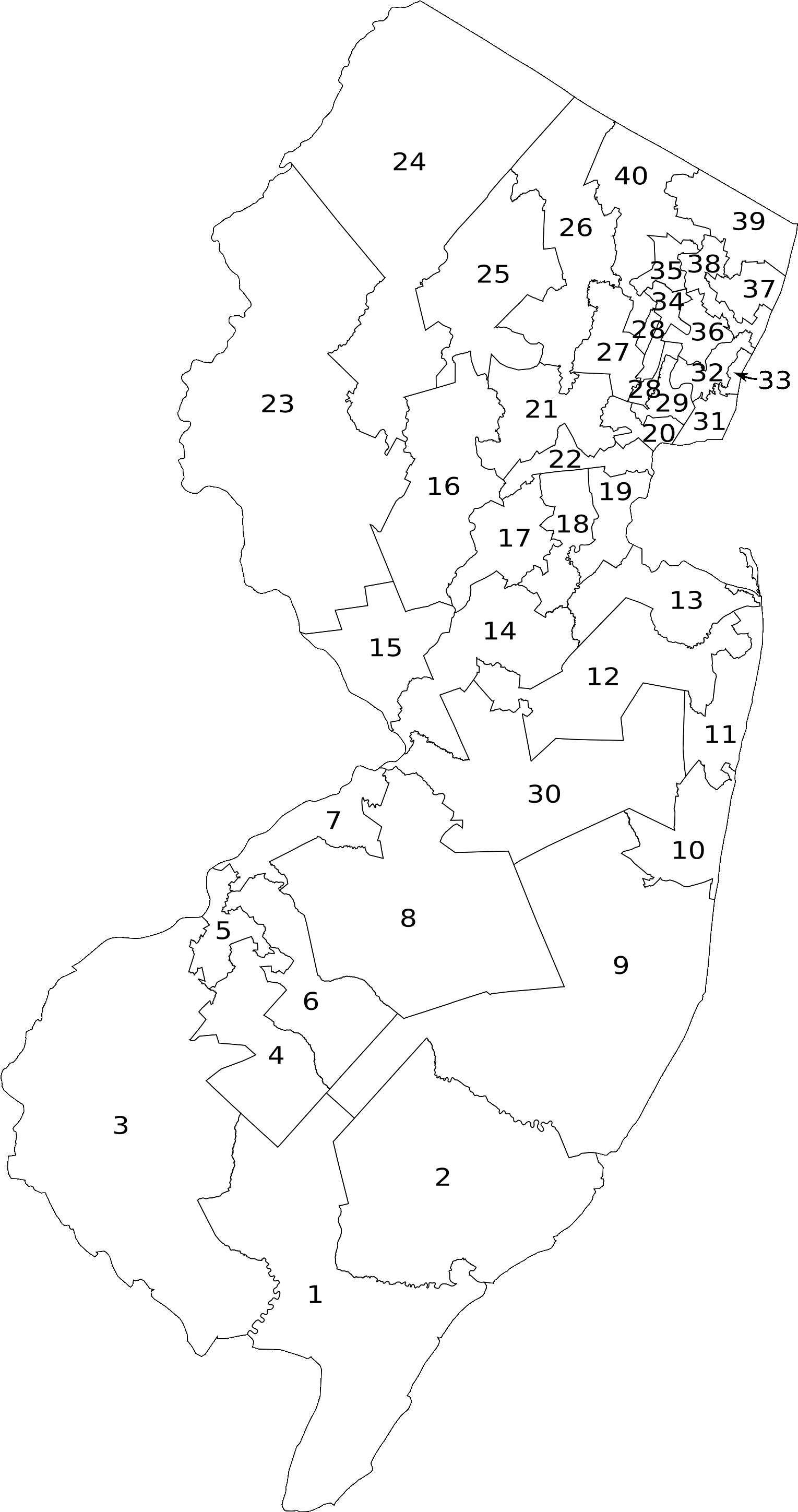 New Jersey Legislative Districts 2001 Numbered Clipart (2048x2896), Png Download