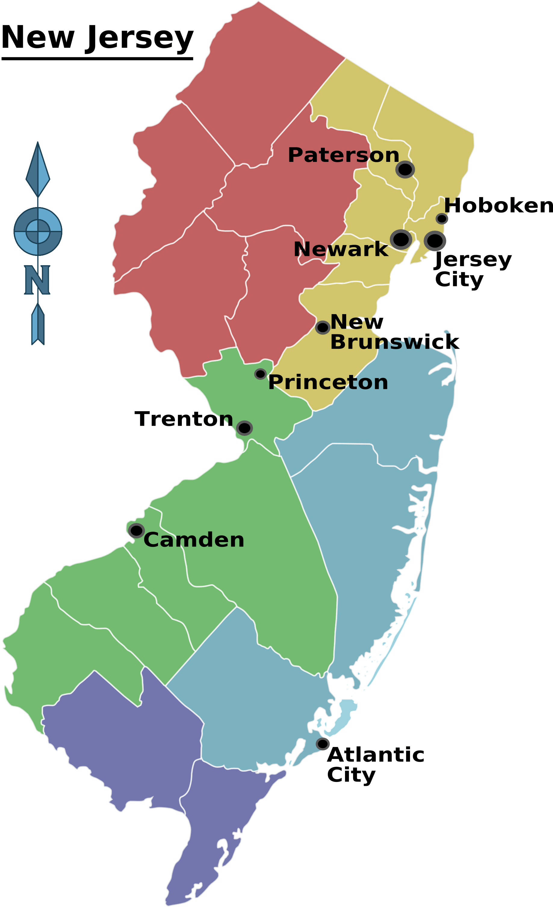 New Jersey Regions Map Large Map Clipart (1837x3009), Png Download