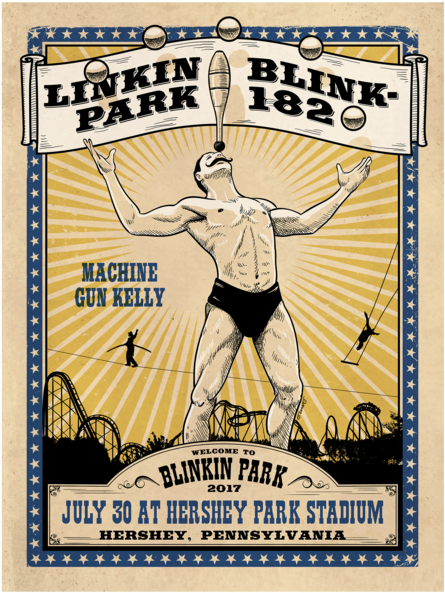 Blinkin Hershey Park Show Poster - Blink 182 Linkin Park Hershey Pa Clipart (600x600), Png Download