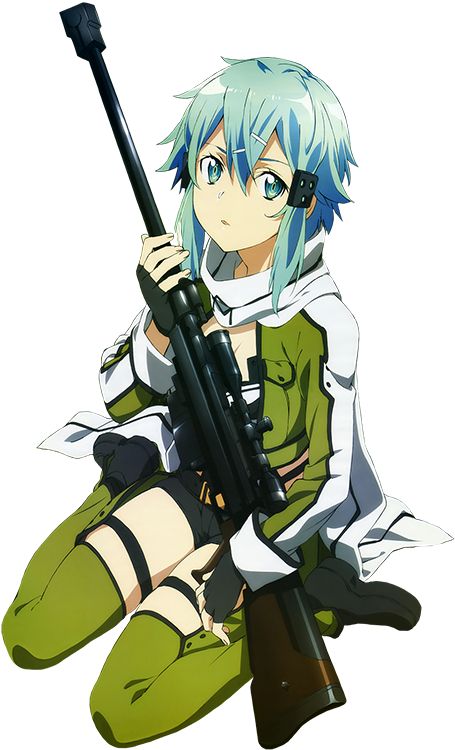 Transparent Sword Art Online Asada Shino Sinon - Sword Art Online Sinon Transparent Clipart (500x750), Png Download