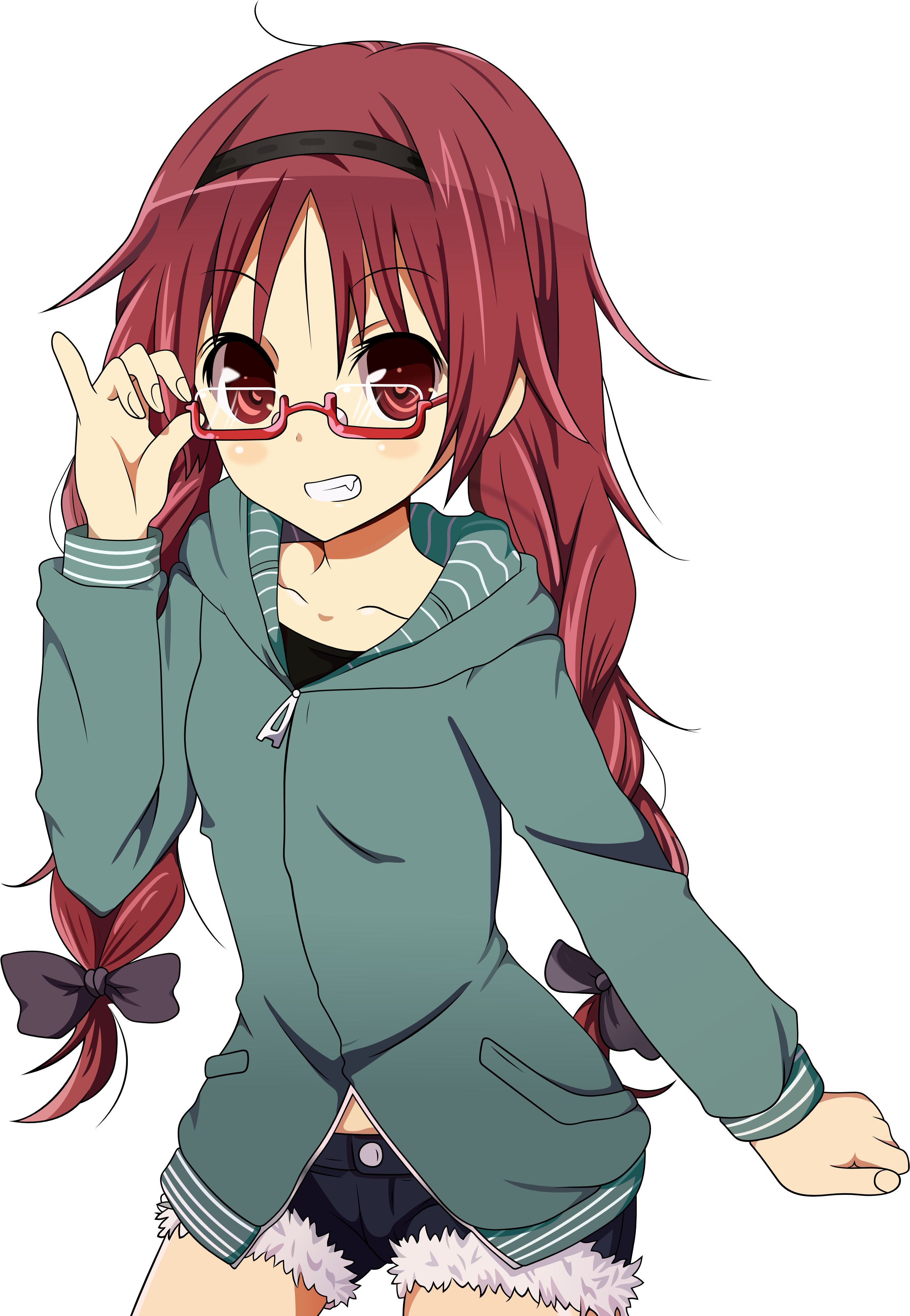View 1308702113489 , - Red Haired Anime Girl With Glasses Clipart (4000x4000), Png Download
