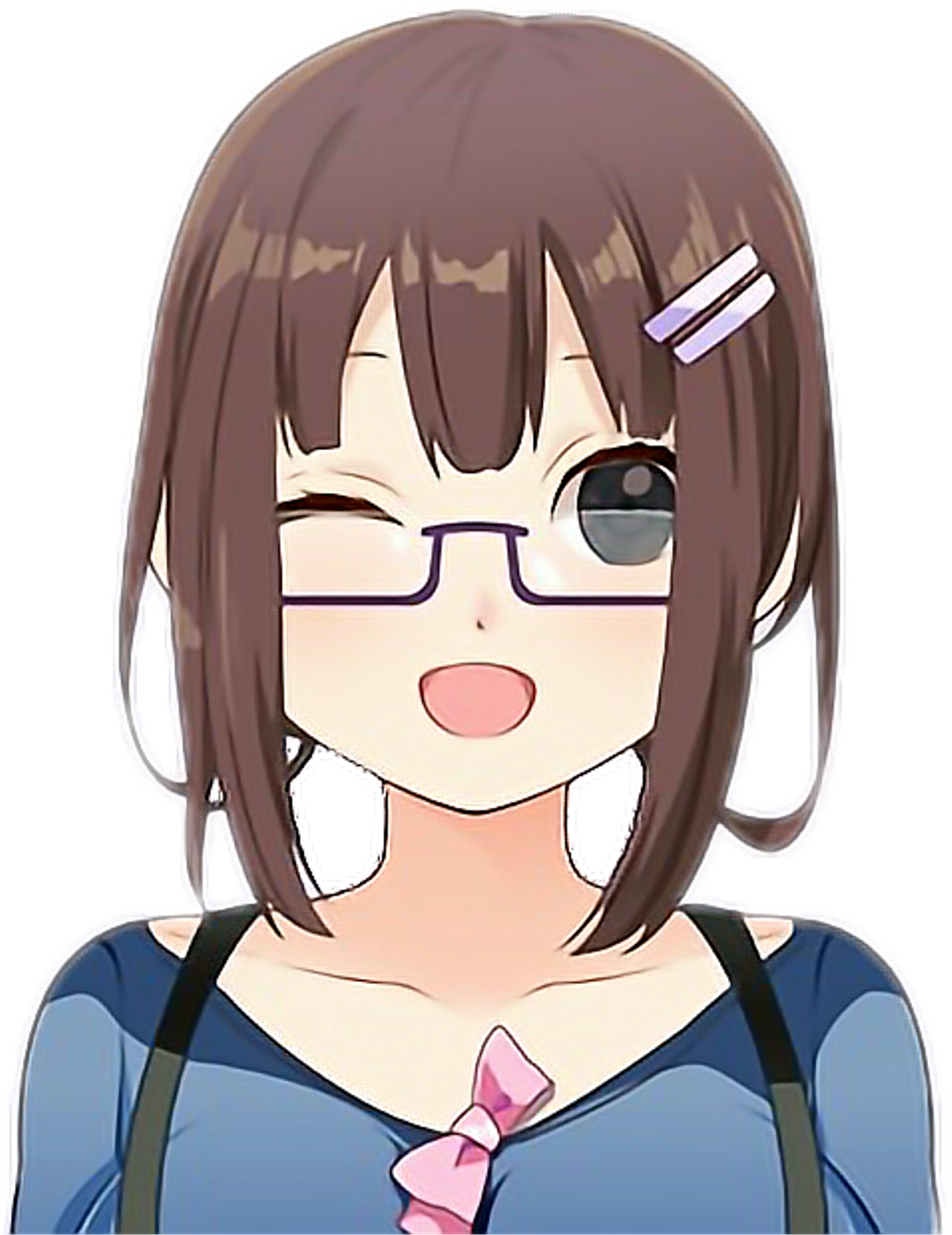 #anime #animegirl #chibi #kawaii #linda #chica #girl - Anime Girl With Glasses Chibi Clipart (1024x1328), Png Download