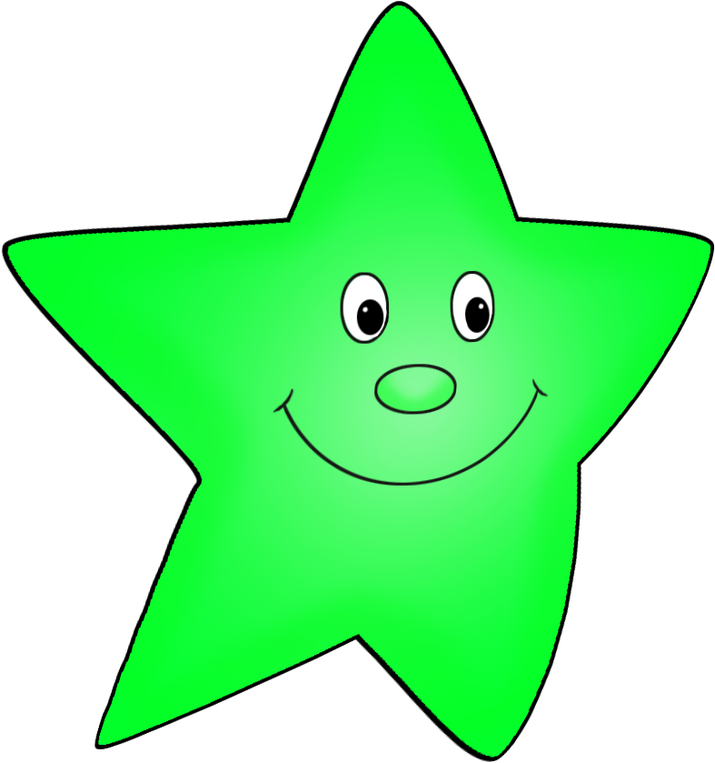 Cartoon Star Flying Green Clipart (787x839), Png Download