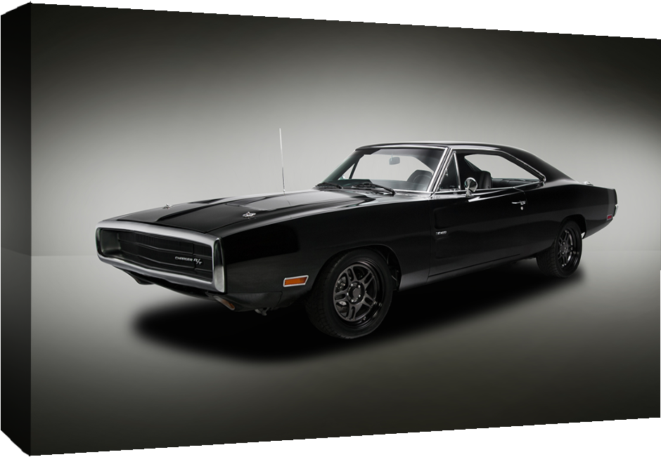 Black Vintage Dodge Charger Car Canvas Wall Art - 1969 Dodge Charger Hd Clipart (1050x665), Png Download