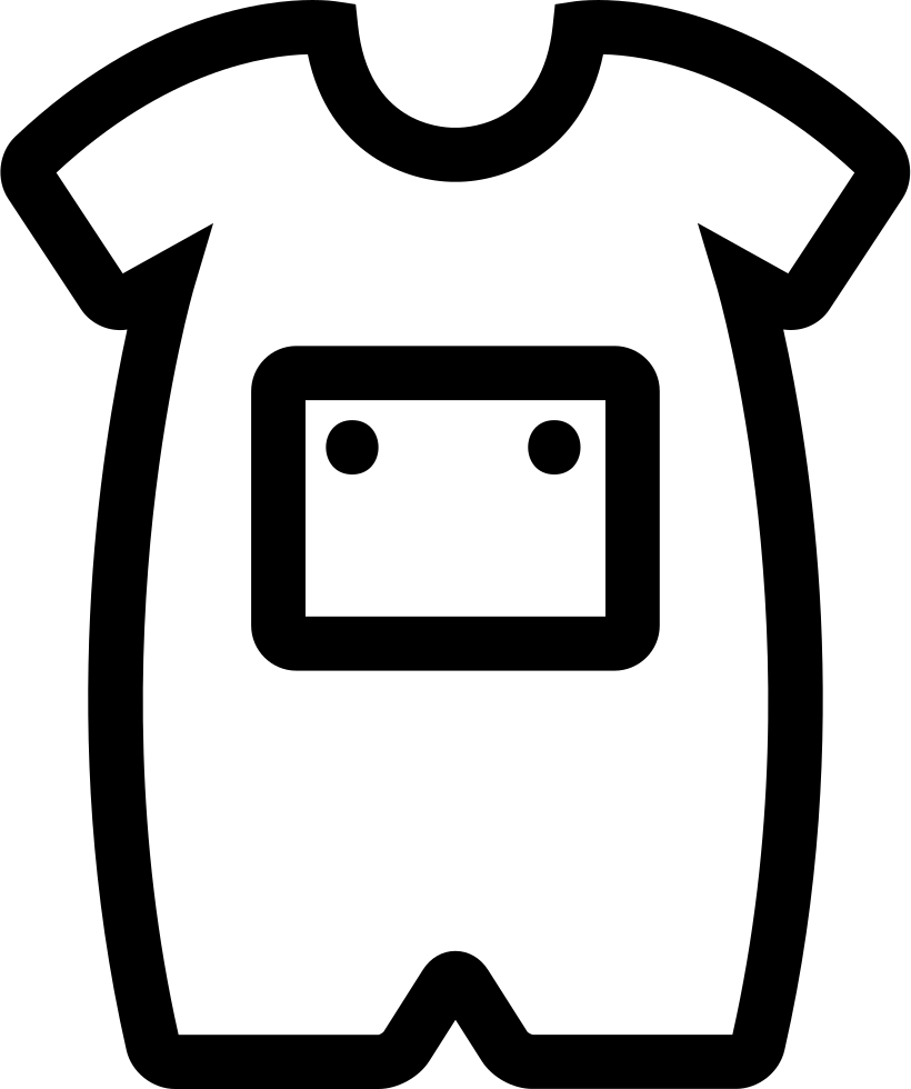 Baby Onesie With Front Pocket Outline Comments - Outline Of Baby Clothes Clipart (820x980), Png Download